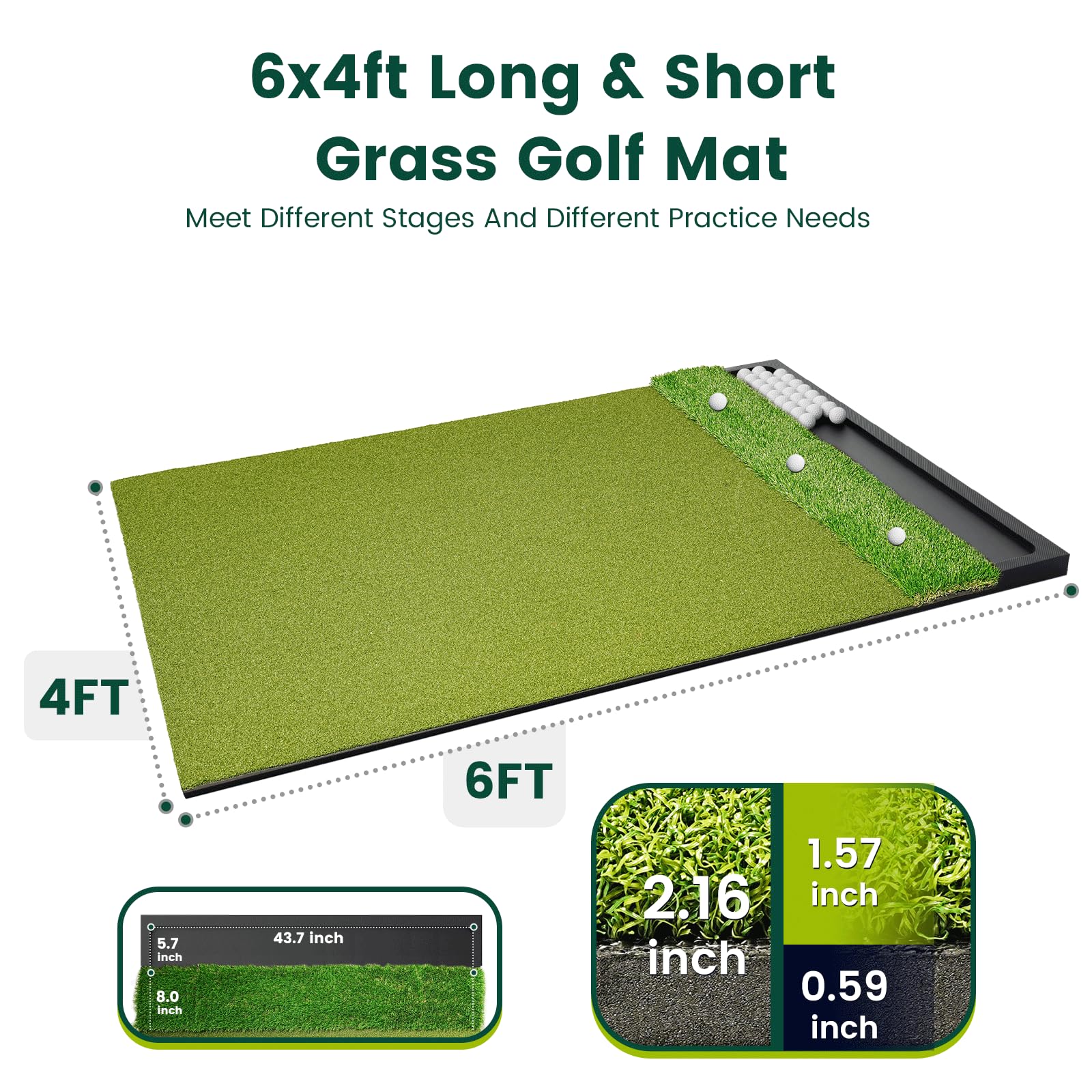 Tapete de Golf Doble con Bande - Practice Equipment For Golf reseña y precio